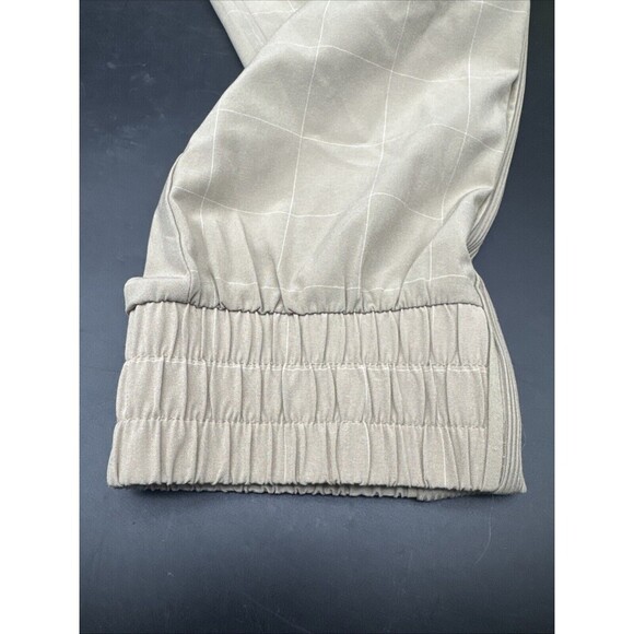 Athleta Women’s BROOKLYN TEXTURED JOGGER WINDOWPANE TAUPE Sz 4 Stretch Pockets - Picture 13 of 13